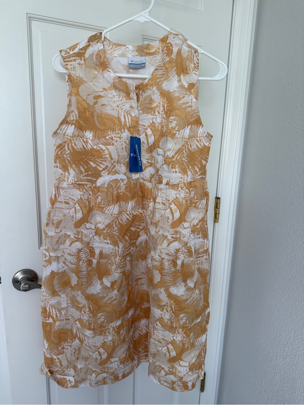 Columbia Sleeveless cotton Dress - White & Mustard